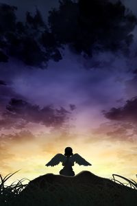Preview wallpaper angel, silhouette, sky, light, art