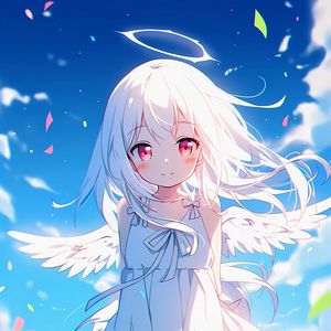 Preview wallpaper angel, smile, halo, wings, sky, anime