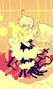 Preview wallpaper angel, wings, clouds, halo, anime, art