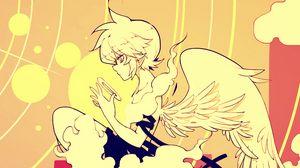 Preview wallpaper angel, wings, clouds, halo, anime, art