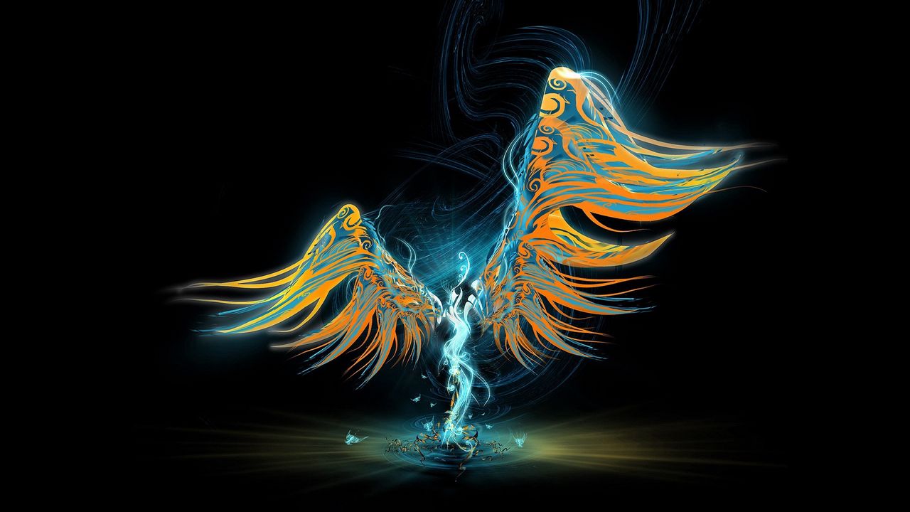 Wallpaper angel, wings, light, pattern