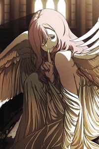 Preview wallpaper angel, wings, smile, gesture, anime