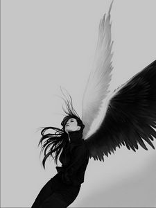 Preview wallpaper angel, wings, white, black, girl
