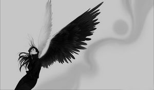 Preview wallpaper angel, wings, white, black, girl