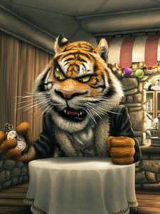 Angry tiger cartoon old mobile, cell phone, smartphone wallpapers hd,  desktop backgrounds 240x320 downloads, images and pictures