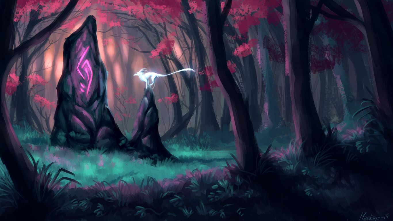 Download Wallpaper 1366x768 Animal Fantastic Predator Art Forest Magic Forest Tablet Laptop Hd Background