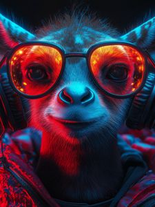 Preview wallpaper animal, glasses, headphones