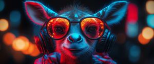 Preview wallpaper animal, glasses, headphones
