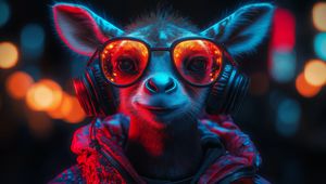 Preview wallpaper animal, glasses, headphones