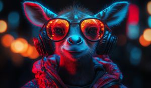 Preview wallpaper animal, glasses, headphones