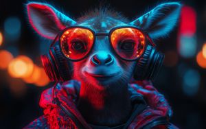 Preview wallpaper animal, glasses, headphones