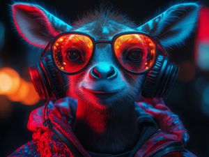 Preview wallpaper animal, glasses, headphones