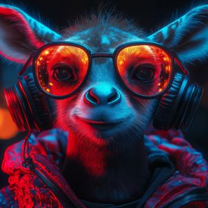 Preview wallpaper animal, glasses, headphones