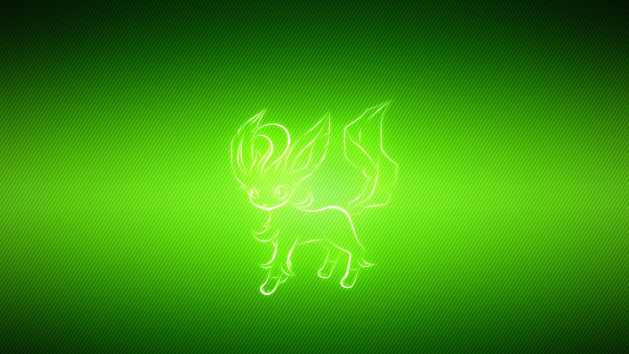 Download wallpaper 2560x1440 animal, pokemon, green, leafeon widescreen ...