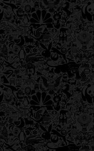 Preview wallpaper animals, drawing, black, wall