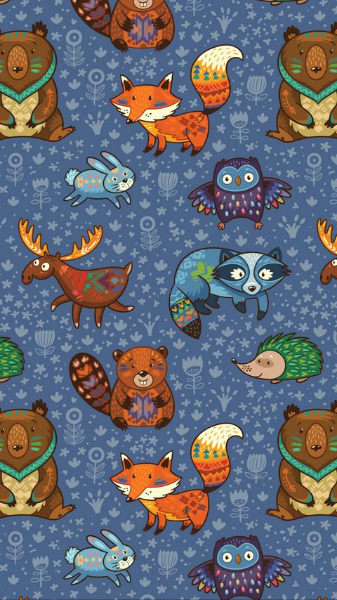 480x854 Wallpaper animals, pattern, colorful, vector