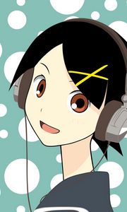 Preview wallpaper anime, black, face, girl, headphones