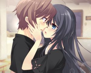 Preview wallpaper anime, boy, girl, tenderness, kiss, room