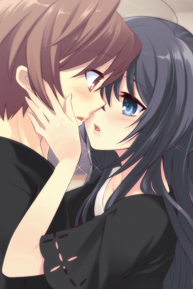 Download wallpaper 800x1200 anime, boy, girl, tenderness, kiss, room iphone  4s/4 for parallax hd background