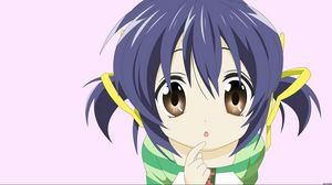 Preview wallpaper anime, cartoon, girl, eyes, surprise, hairstyle, tape