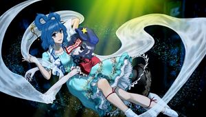 Preview wallpaper anime, flying, blue, dress, cap