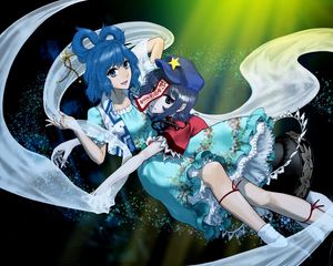 Preview wallpaper anime, flying, blue, dress, cap