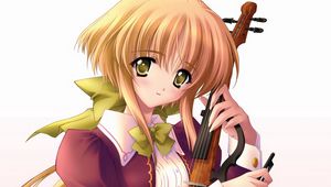 Preview wallpaper anime, girl, blond, violinist, young, music
