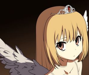 Preview wallpaper anime, girl, blond, wings, tiara