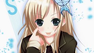 Preview wallpaper anime, girl, blonde, butterfly, hair