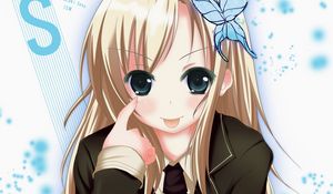 Preview wallpaper anime, girl, blonde, butterfly, hair