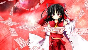 Preview wallpaper anime, girl, brunette, kimono, red