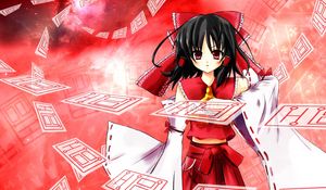 Preview wallpaper anime, girl, brunette, kimono, red