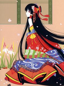 Preview wallpaper anime, girl, brunette, japan, color, brightness