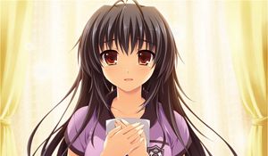 Preview wallpaper anime, girl, brunette, shirt, hope