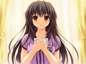 Preview wallpaper anime, girl, brunette, shirt, hope