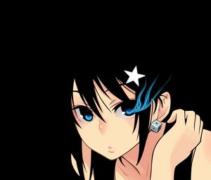 Preview wallpaper anime, girl, brunette, dark, shining, eyes
