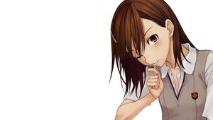 Preview wallpaper anime, girl, brunette, sweet, coin