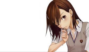 Preview wallpaper anime, girl, brunette, sweet, coin