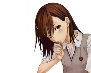 Preview wallpaper anime, girl, brunette, sweet, coin