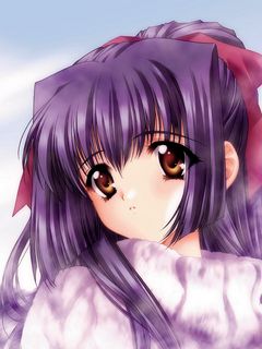 Download wallpaper 240x320 anime, girl, brunette, cute, eyes old mobile,  cell phone, smartphone hd background