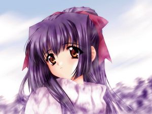 Preview wallpaper anime, girl, brunette, cute, eyes