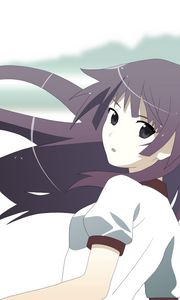 Preview wallpaper anime, girl, brunette, wind, look