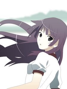 Preview wallpaper anime, girl, brunette, wind, look