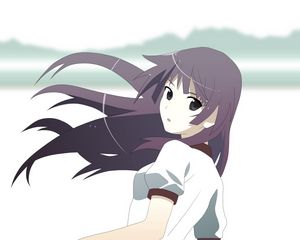 Preview wallpaper anime, girl, brunette, wind, look