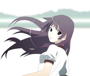 Preview wallpaper anime, girl, brunette, wind, look