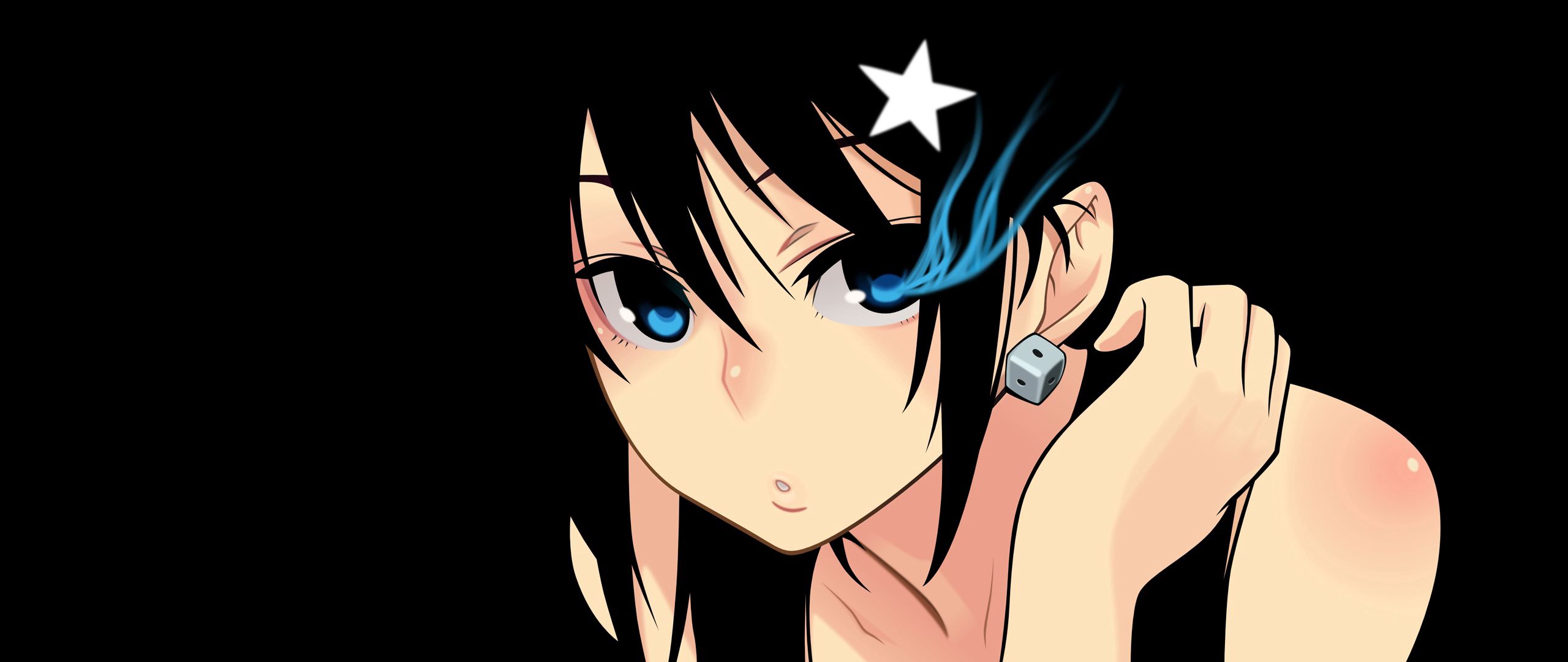 Download wallpaper 2560x1080 anime, girl, brunette, dark, shining, eyes