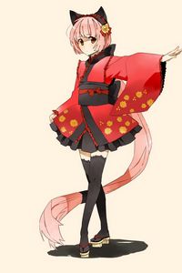 Preview wallpaper anime, girl cat, costume, ears, kimono