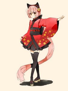 Preview wallpaper anime, girl cat, costume, ears, kimono