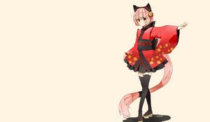 Preview wallpaper anime, girl cat, costume, ears, kimono