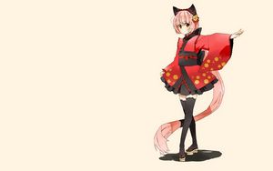 Preview wallpaper anime, girl cat, costume, ears, kimono